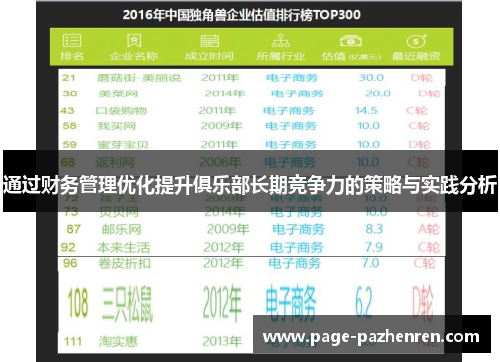 通过财务管理优化提升俱乐部长期竞争力的策略与实践分析